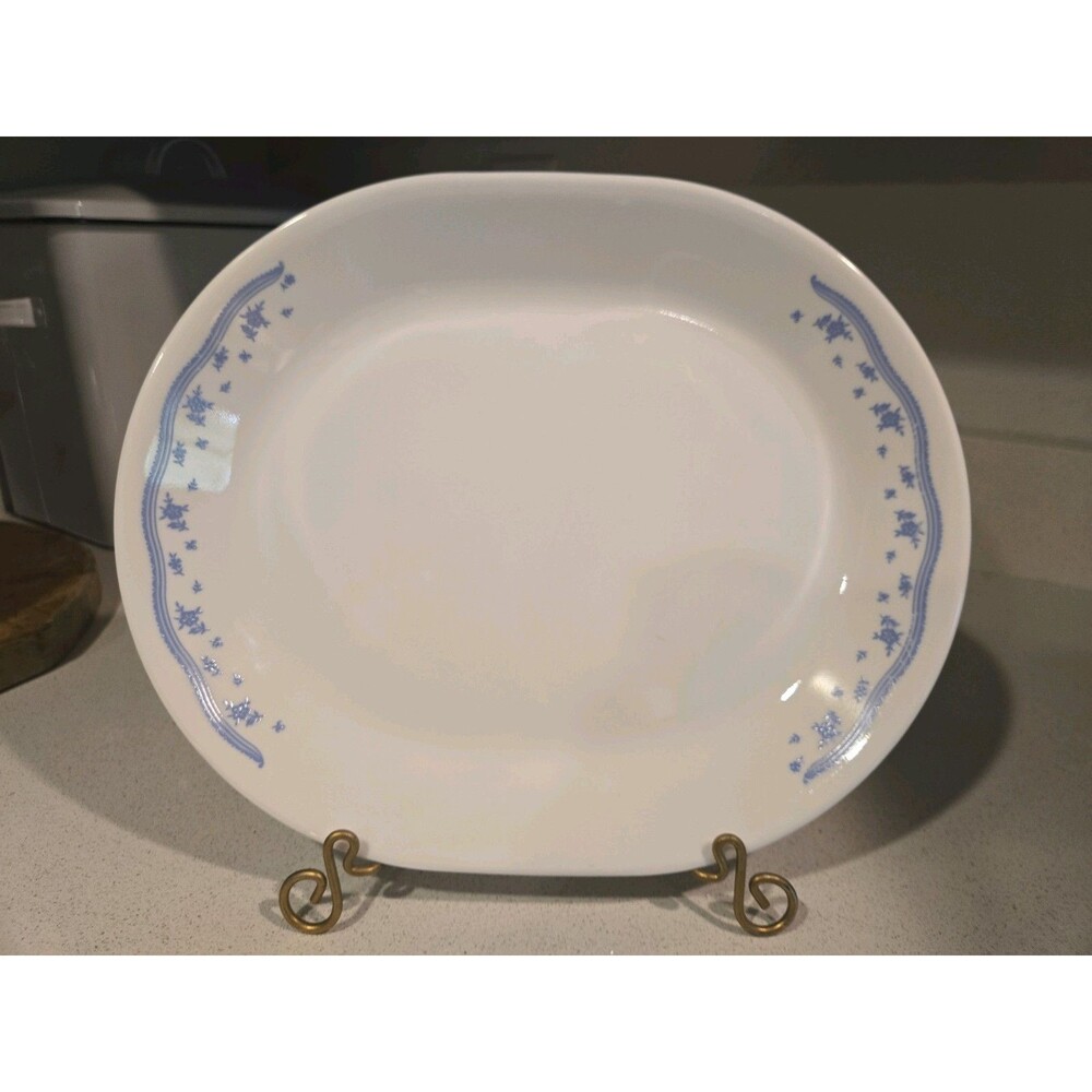Vintage "Morning Blue" Corelle by Corning 12" X 10" Oval Serving Platter